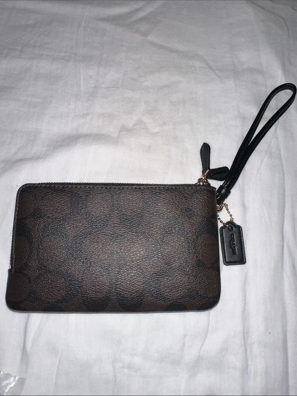 Coach Brown/Black Signature PVC Double Corner Zip